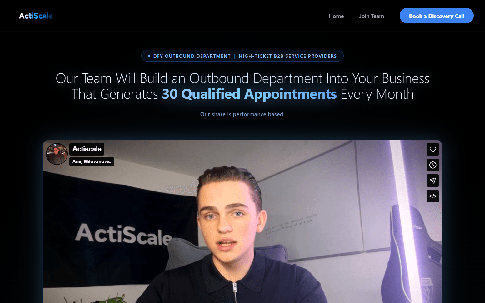 ActiScale homepage — a done-for-you outbound department for high-ticket B2B service providers
