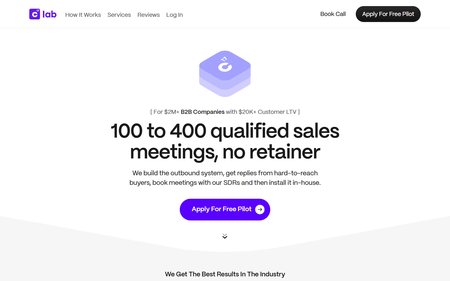 C17 lab homepage — 100 to 400 qualified sales meetings with no retainer for B2B companies